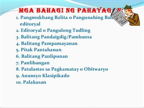 Bahagi ng Diyaryo .